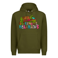 Army Green yeehaws and hellnaws Premium Hoodie - texasbilliewilder