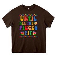 Chocolate Brown Until all the pieces fit Heavy Core Tee - CowhideDigitalArt