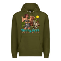 Army Green wild and free Premium Hoodie - texasbilliewilder