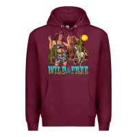 Burgundy wild and free Premium Hoodie - texasbilliewilder
