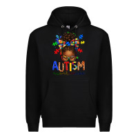 Black autism awareness afro messy bun Premium Hoodie - texasbilliewilder