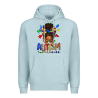 Blue Mist autism awareness afro messy bun Premium Hoodie - texasbilliewilder