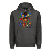 Charcoal Heather autism awareness afro messy bun Premium Hoodie - texasbilliewilder
