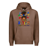 Chestnut autism awareness afro messy bun Premium Hoodie - texasbilliewilder
