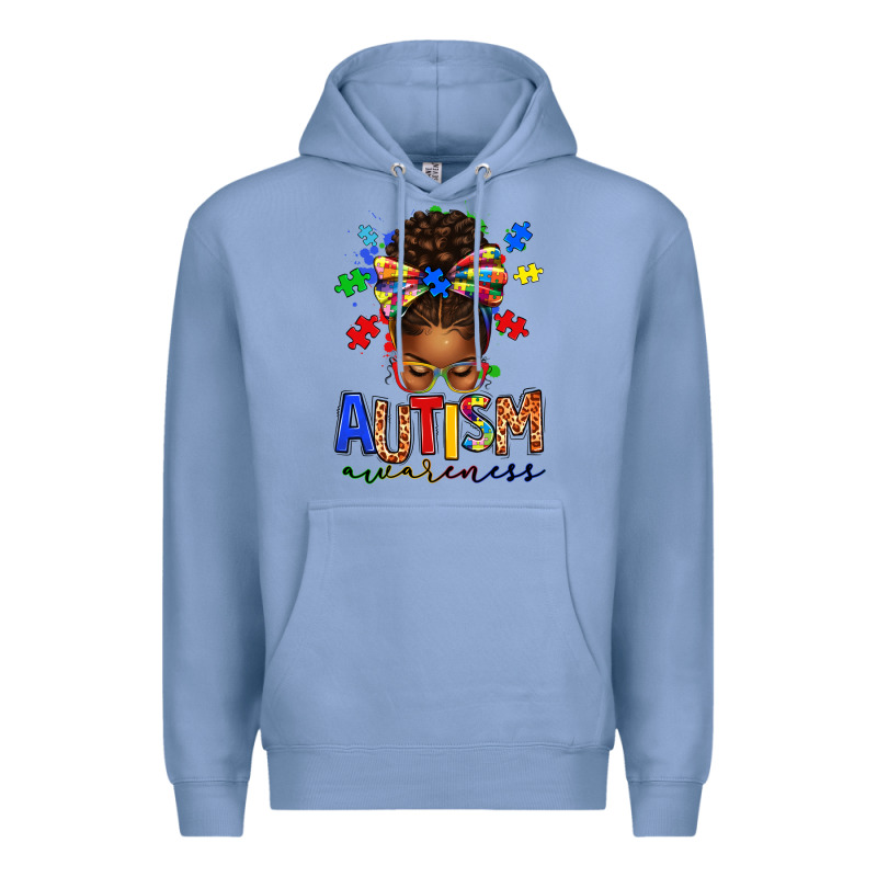 Autism Awareness Afro Messy Bun Premium Hoodie by texasbilliewilder | Teevron