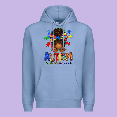 Premium Hoodie autism awareness afro messy bun