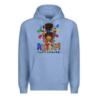 Colony Blue autism awareness afro messy bun Premium Hoodie - texasbilliewilder