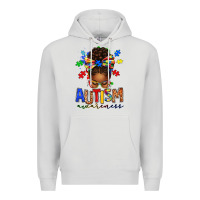 Dove Grey autism awareness afro messy bun Premium Hoodie - texasbilliewilder
