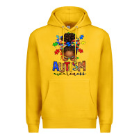 Lemon autism awareness afro messy bun Premium Hoodie - texasbilliewilder