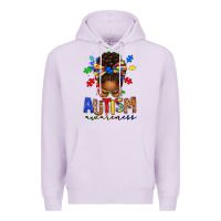 Lilac autism awareness afro messy bun Premium Hoodie - texasbilliewilder
