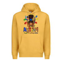 Mustard autism awareness afro messy bun Premium Hoodie - texasbilliewilder