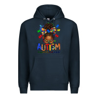 Navy autism awareness afro messy bun Premium Hoodie - texasbilliewilder