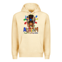 Pina Colada autism awareness afro messy bun Premium Hoodie - texasbilliewilder