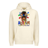 Sandshell autism awareness afro messy bun Premium Hoodie - texasbilliewilder
