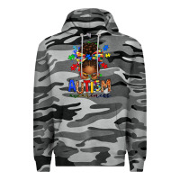 Slate Camo autism awareness afro messy bun Premium Hoodie - texasbilliewilder
