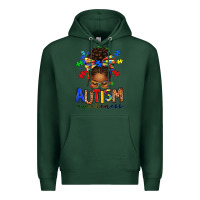Sports Green autism awareness afro messy bun Premium Hoodie - texasbilliewilder
