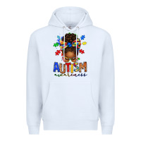 White autism awareness afro messy bun Premium Hoodie - texasbilliewilder