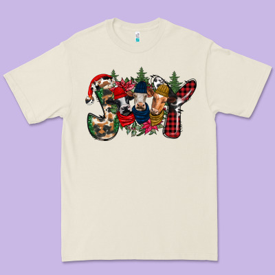 Joy Christmas Cows Premium Tee Designed By Cowhidedigitalart