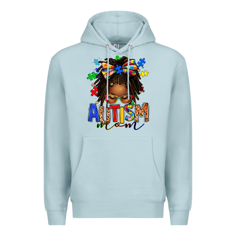 Autism Mom Afro Locs Messy Bun Premium Hoodie by texasbilliewilder | Teevron