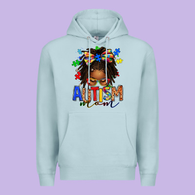 Premium Hoodie autism mom afro locs messy bun