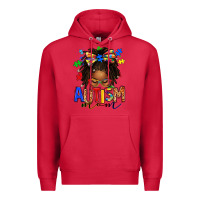 Cardinal autism mom afro locs messy bun Premium Hoodie - texasbilliewilder
