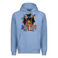 Colony Blue autism mom afro locs messy bun Premium Hoodie - texasbilliewilder