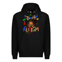 Black autism mom afro locs messy bun Premium Hoodie - texasbilliewilder