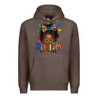 Coffee autism mom afro locs messy bun Premium Hoodie - texasbilliewilder