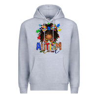 Heather Grey autism mom afro locs messy bun Premium Hoodie - texasbilliewilder