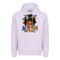 Lilac autism mom afro locs messy bun Premium Hoodie - texasbilliewilder