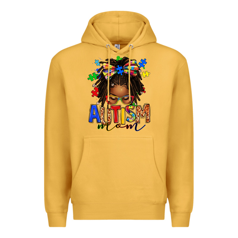 Autism Mom Afro Locs Messy Bun Premium Hoodie by texasbilliewilder | Teevron