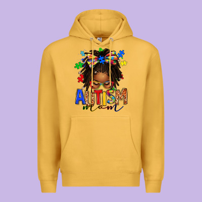 Premium Hoodie autism mom afro locs messy bun