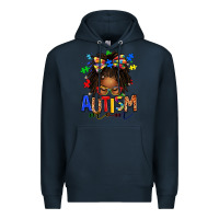 Navy autism mom afro locs messy bun Premium Hoodie - texasbilliewilder