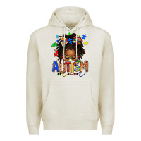 Oatmeal Heather autism mom afro locs messy bun Premium Hoodie - texasbilliewilder
