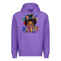 Purple autism mom afro locs messy bun Premium Hoodie - texasbilliewilder
