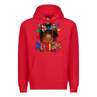 Red autism mom afro locs messy bun Premium Hoodie - texasbilliewilder