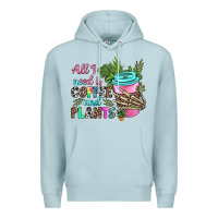Blue Mist all i need is coffee and plants Premium Hoodie - texasbilliewilder