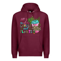 Burgundy all i need is coffee and plants Premium Hoodie - texasbilliewilder