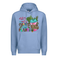 Colony Blue all i need is coffee and plants Premium Hoodie - texasbilliewilder
