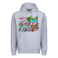 Heather Grey all i need is coffee and plants Premium Hoodie - texasbilliewilder