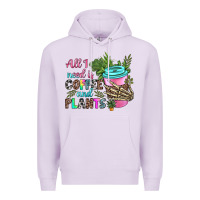 Lilac all i need is coffee and plants Premium Hoodie - texasbilliewilder