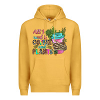 Mustard all i need is coffee and plants Premium Hoodie - texasbilliewilder