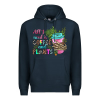 Navy all i need is coffee and plants Premium Hoodie - texasbilliewilder