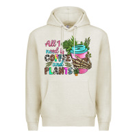 Oatmeal Heather all i need is coffee and plants Premium Hoodie - texasbilliewilder