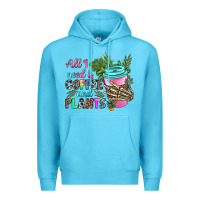 Ocean Blue all i need is coffee and plants Premium Hoodie - texasbilliewilder