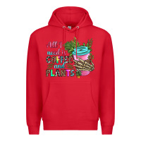 Red all i need is coffee and plants Premium Hoodie - texasbilliewilder