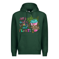 Sports Green all i need is coffee and plants Premium Hoodie - texasbilliewilder