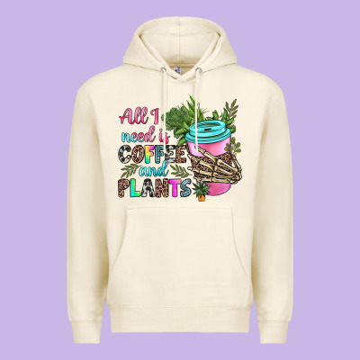 Premium Hoodie all i need is coffee and plants