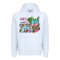 White all i need is coffee and plants Premium Hoodie - texasbilliewilder