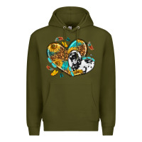 Army Green cowhide leopard hearts Premium Hoodie - texasbilliewilder